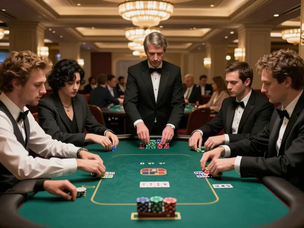 Players engaging in a strategic poker game at Jun88, showcasing intense moments and high stakes.