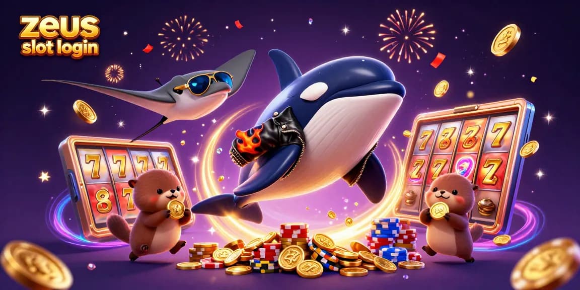 Experience big wins with zeus slot login in a vibrant casino-themed illustration.