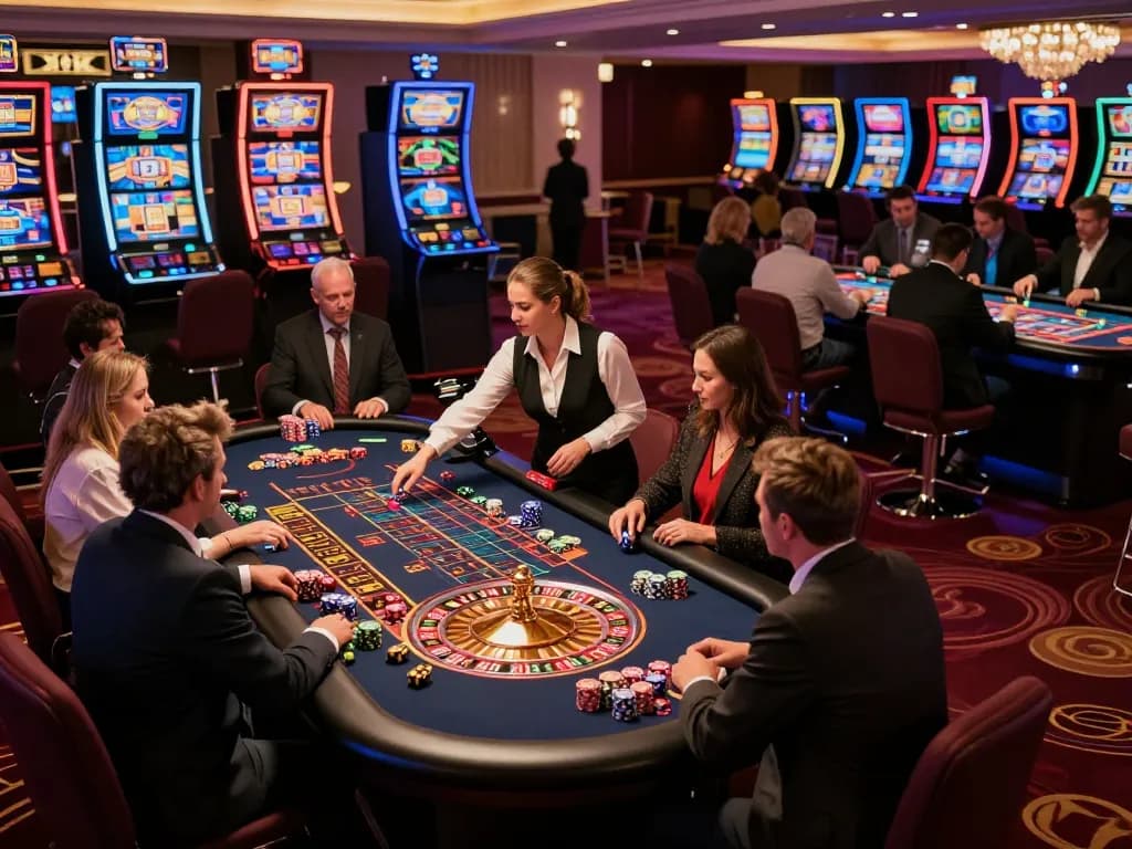 Players engaging in a thrilling roulette game at a casino, deepening the excitement of ดูหนังใหม่ experience.