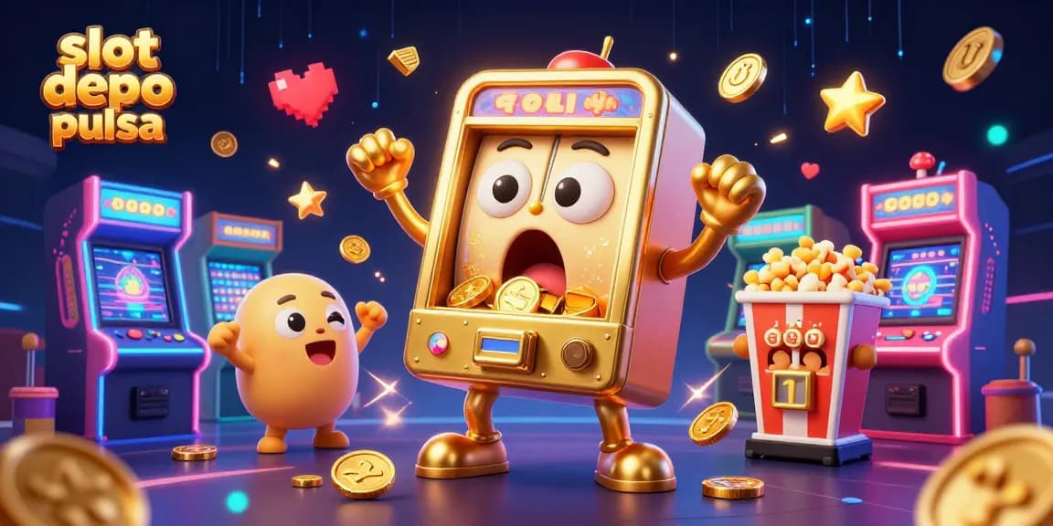 Slot depo pulsa menang besar dengan mesin slot emas yang mengeluarkan koin.