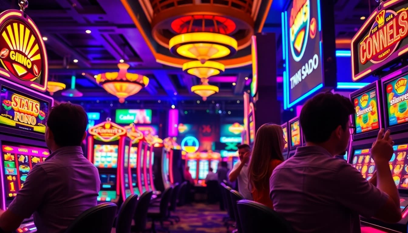 Menyenangkan pengalaman permainan bbni4d di kasino dengan mesin slot berwarna-warni.