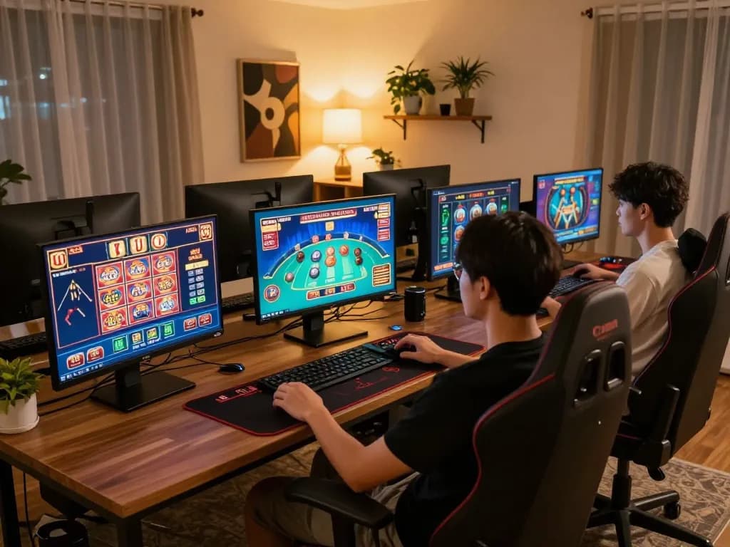 Player enjoying a thrilling gaming experience on 88bet with multiple screens showcasing exciting casino games