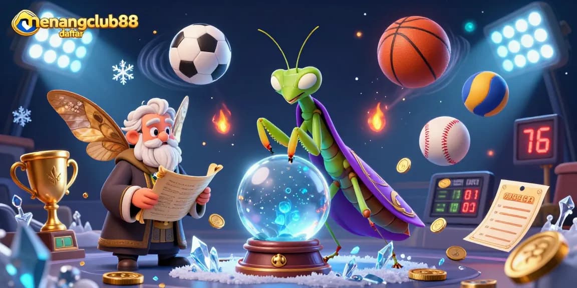 Experience the thrill of winning at menangclub88 daftar with our 3D sports betting scene illustrating fortune and fortune tellers.