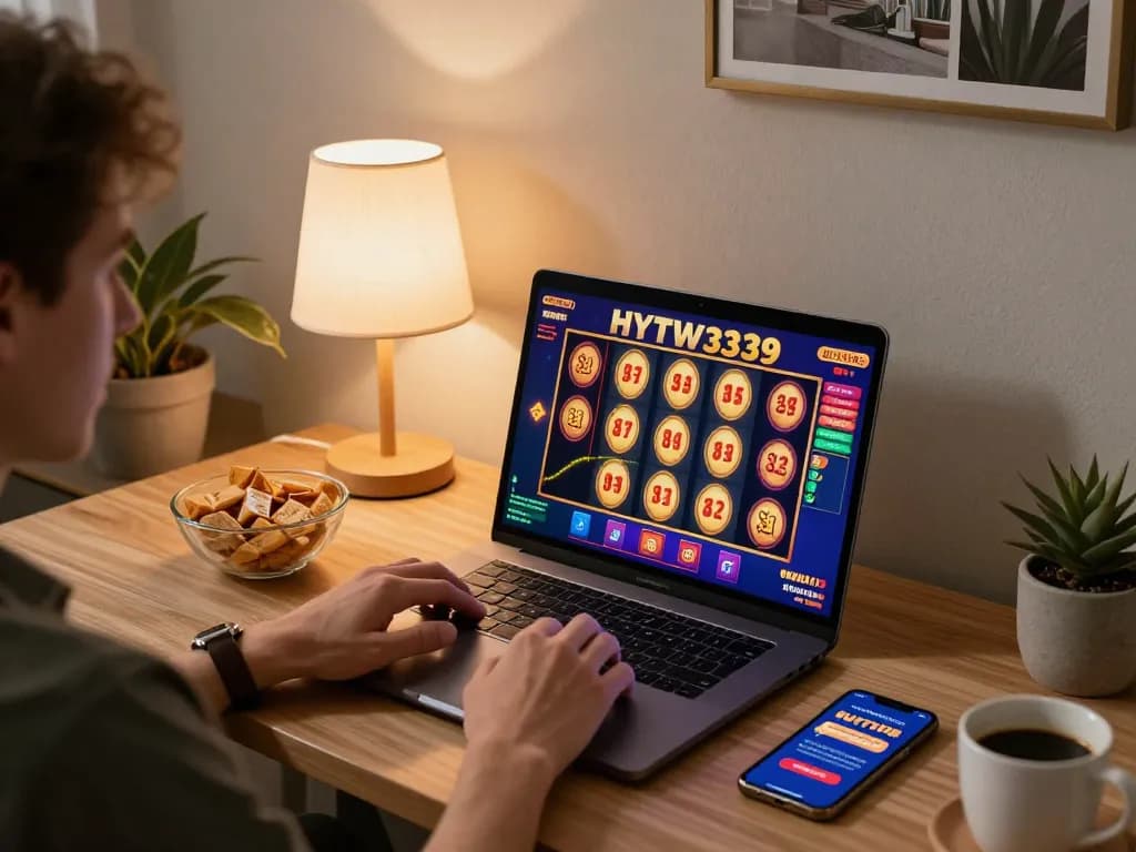 Engaging in HYTW3339 online slots gaming from a cozy home workspace