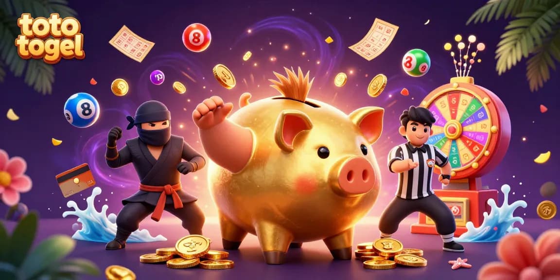 Experience the excitement of toto togel through a vibrant scene with dynamic characters and lottery elements.