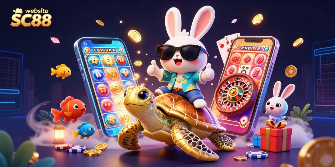 Engage with the thrilling experience of website SC88 featuring animated visuals of winning jackpots and adventure.