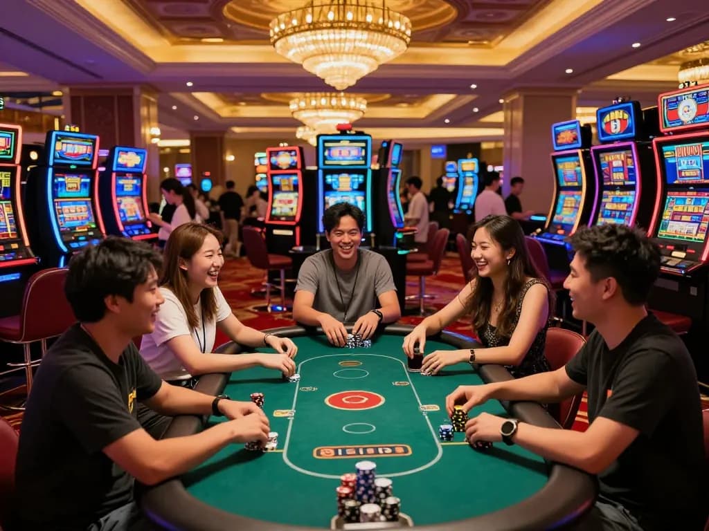 Exciting casino hong kong scene with friends enjoying poker at vibrant table