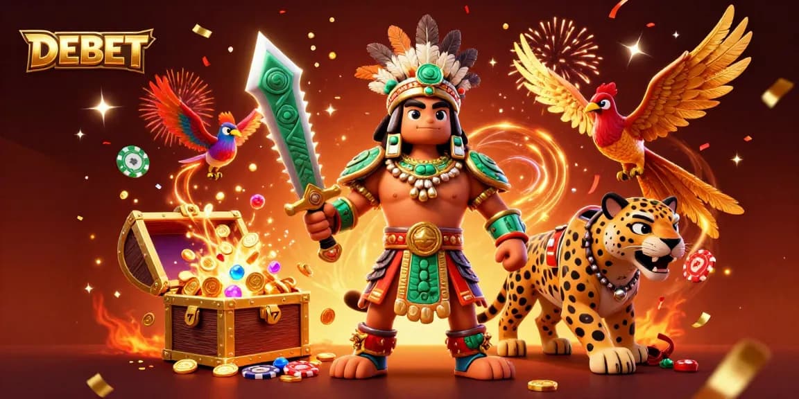 Engage with DEBET's thrilling casino atmosphere filled with gold and excitement