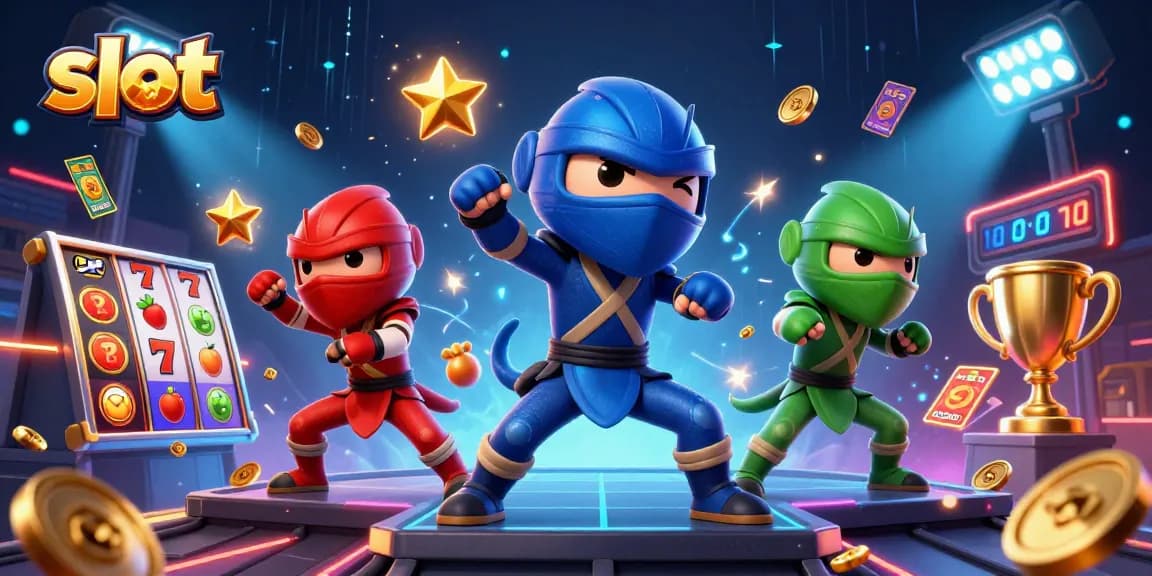 Spin the reels with ninja chameleons in an exhilarating slot gaming scene.