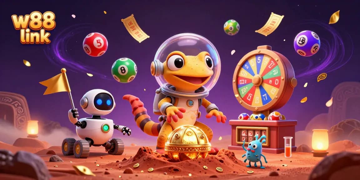 Engage with the ultimate w88 link casino experience in a vibrant, dynamic 3D scene of alien excitement.