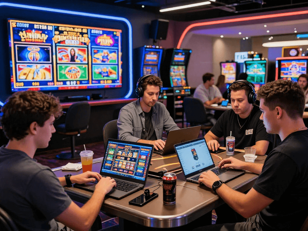 Players enjoying vibrant USA online casinos with engaging games, live dealers, and modern gaming setups in 2026.