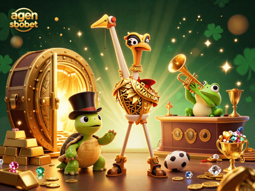 Engage with agen sbobet at a vibrant speakeasy scene featuring unique gambling characters and elements.