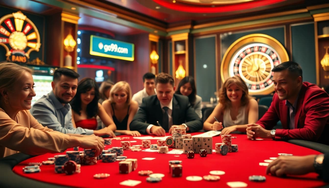 Experience the thrill of winning at go99.com with vibrant casino gaming elements and engaging players.