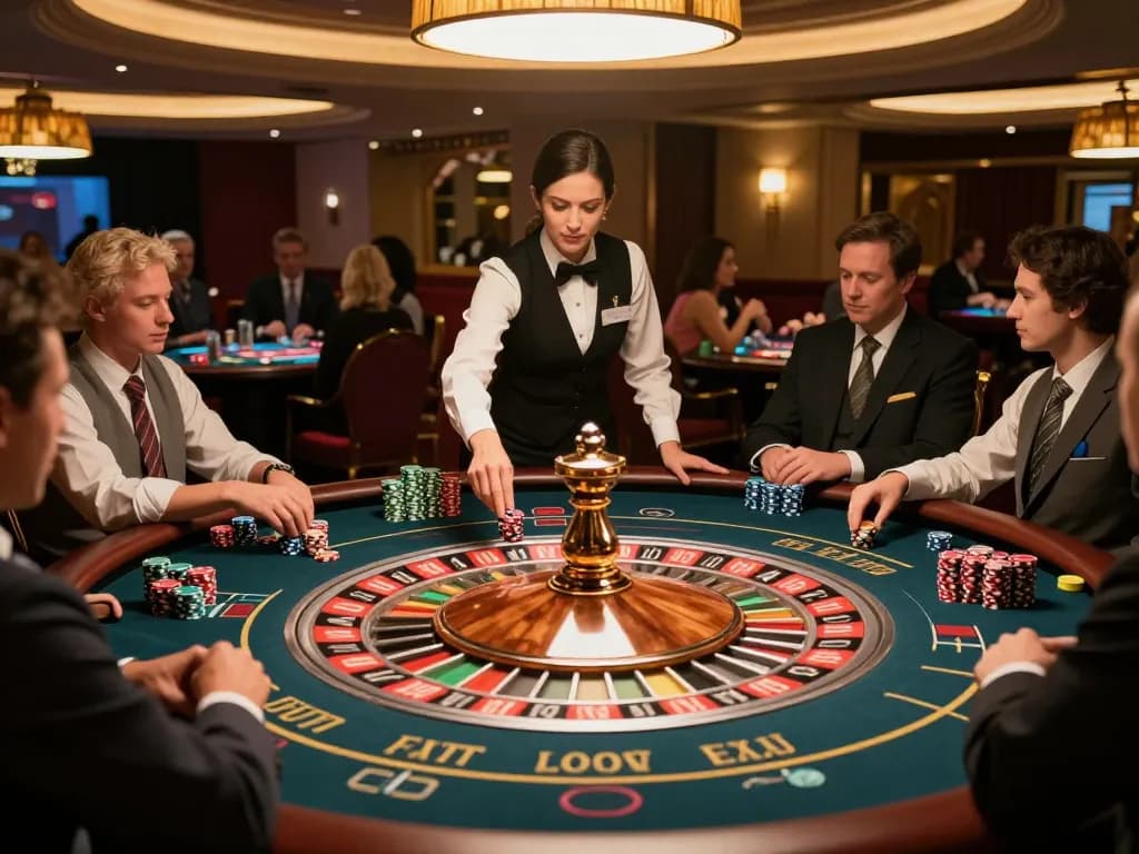 Players engaged at the 33win roulette table, showcasing betting strategy and casino excitement