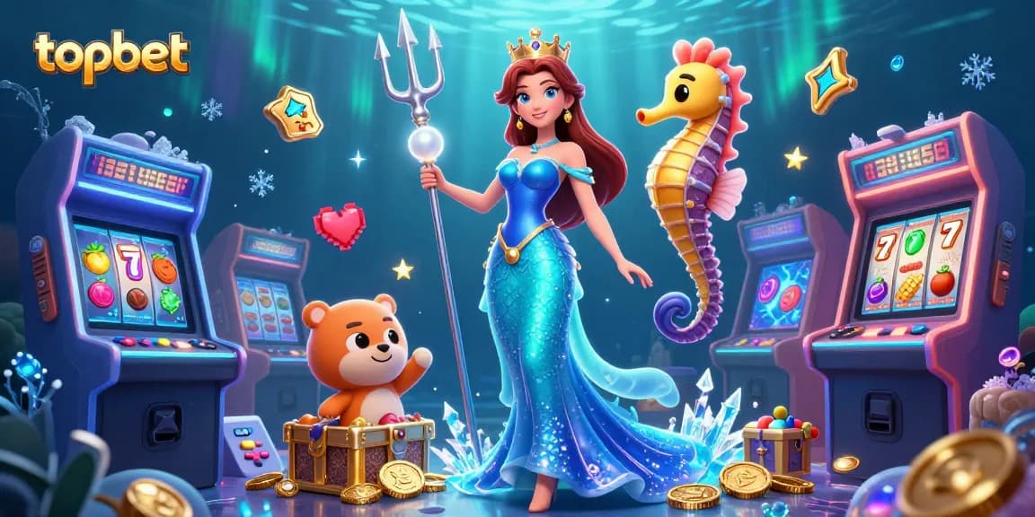 Engage in thrilling adventures with topbet in this vibrant underwater casino fantasy scene.