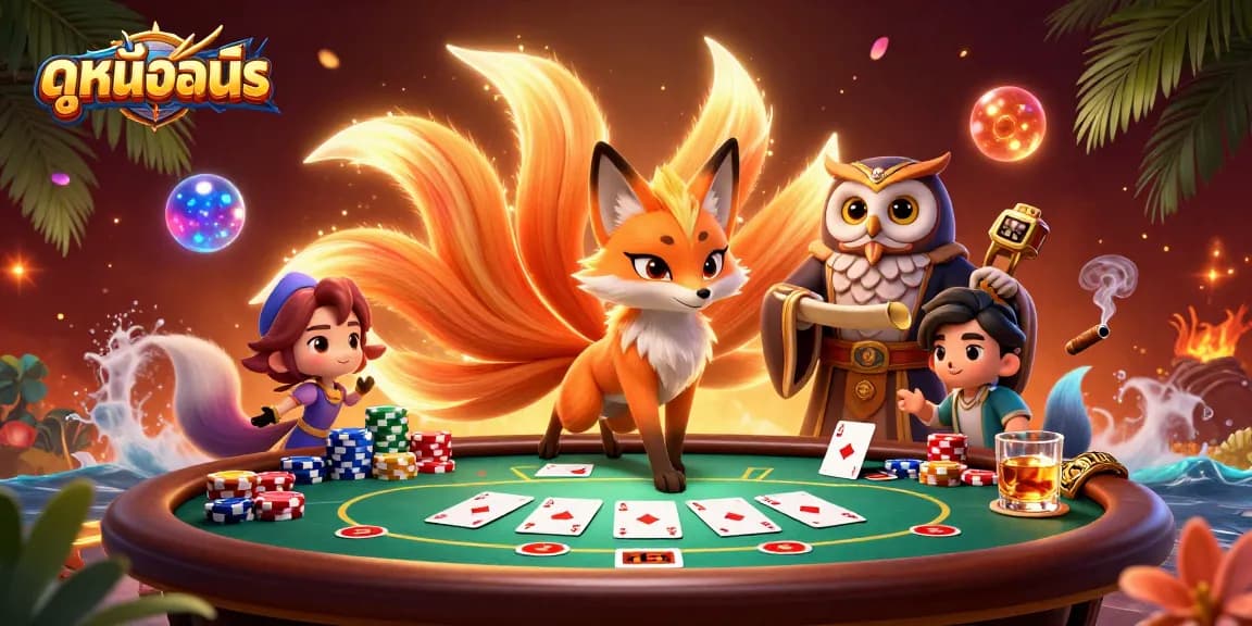 Engage with ดูหนังออนไลน์ content through vibrant casino-themed 3D illustration emphasizing poker elements.