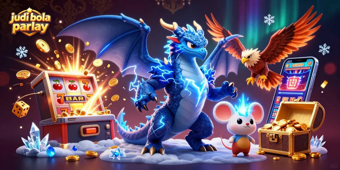 Experience judi bola parlay with thrilling 3D characters amidst vibrant casino elements.