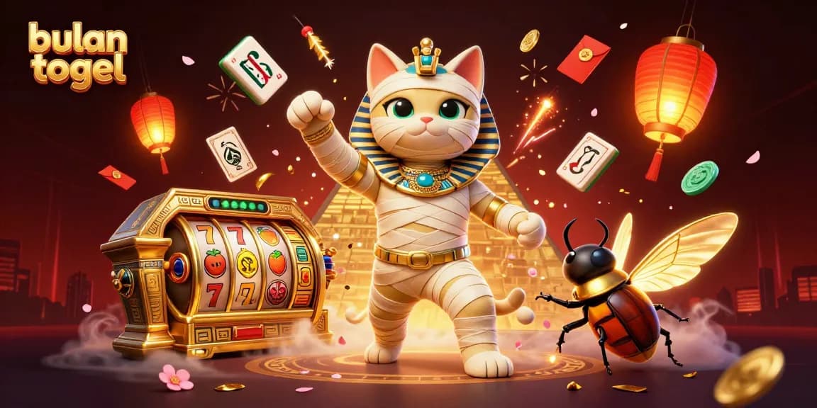 Bulan togel mempertaruhkan keberuntungan di kasino piramida dengan kucing mummy dan imutnya skarab.