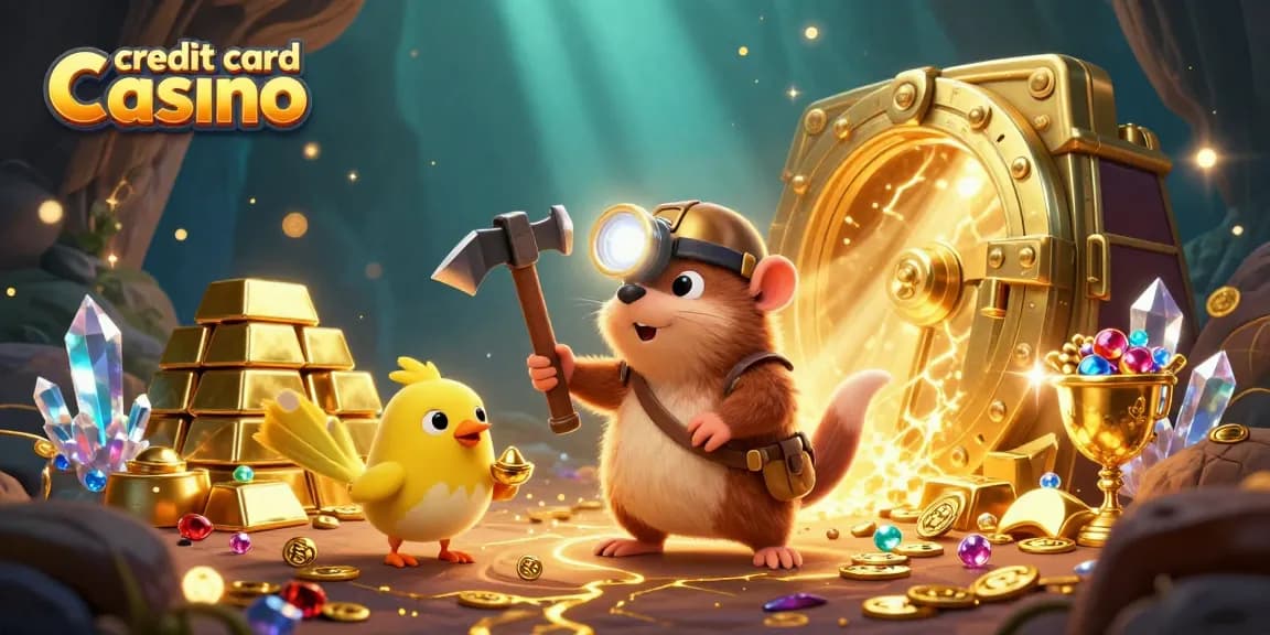 Experience the thrill of a credit card casino adventure with a vibrant treasure hunting theme.