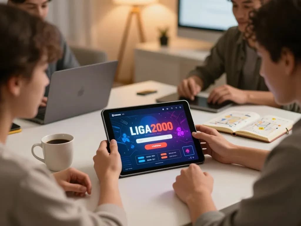 LIGA2000 LOGIN showcased on an engaging tablet during online gaming session with strategic notes.