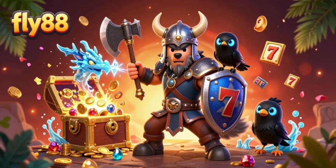 Win at fly88 with a vivid 3D illustration featuring heroic characters and thrilling slot elements.