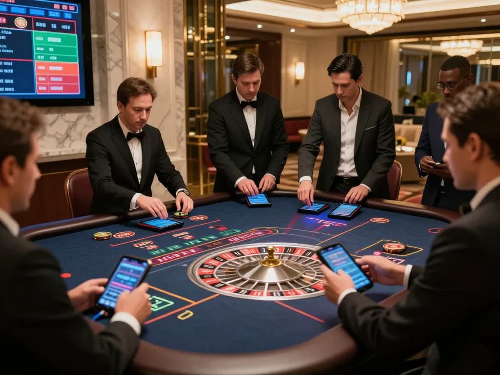 GO8 players participating in live dealer casino games through mobile devices, showcasing modern gambling