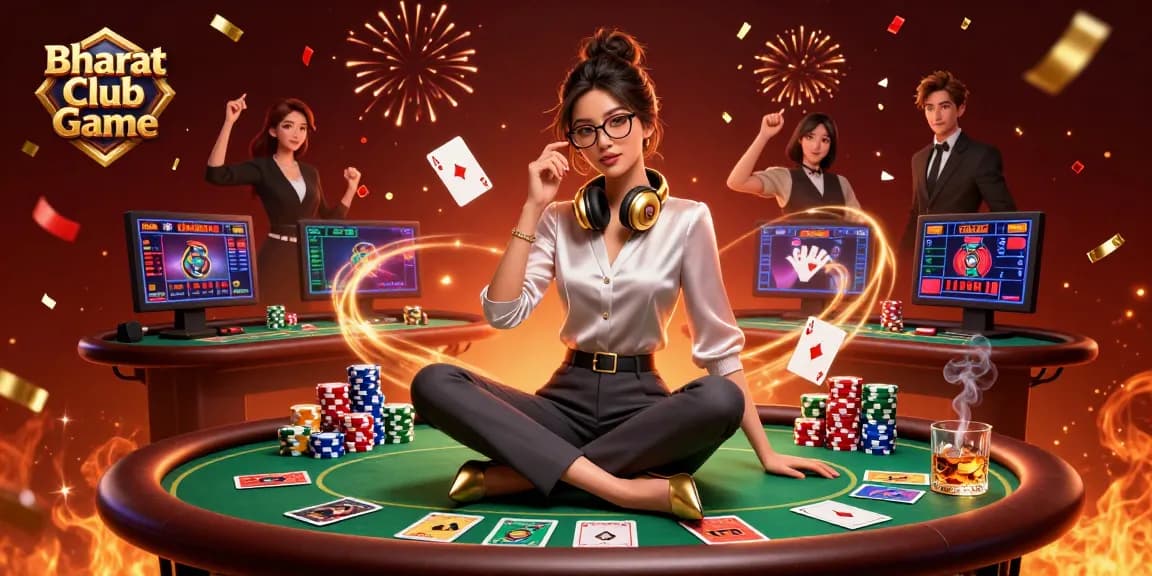 Engage in thrilling gameplay with Bharat Club Game at a casino-style setup featuring poker and excitement.
