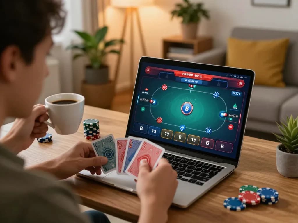 Engaged player enjoying an online game at cm88 com, showcasing dynamic poker action.