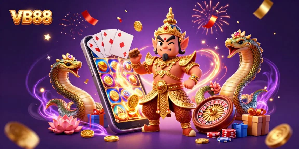 Engage with VB88's vibrant casino experience featuring dynamic gaming elements and lively characters.
