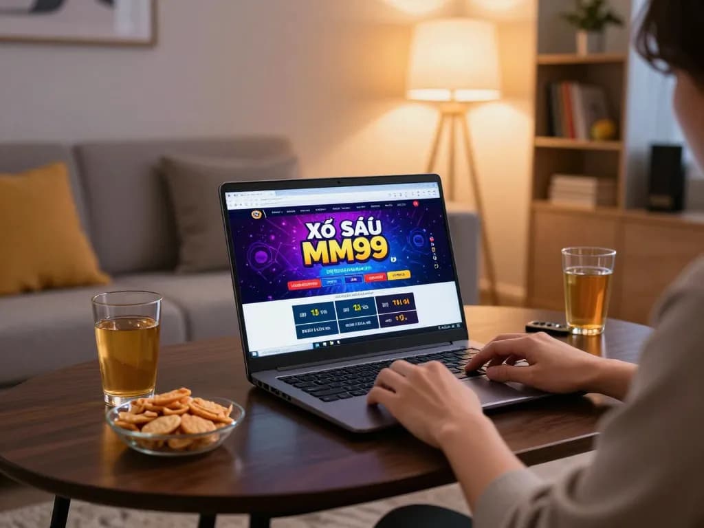 Xổ Số MM99 interface shown on laptop during online gaming session, emphasizing strategic betting.