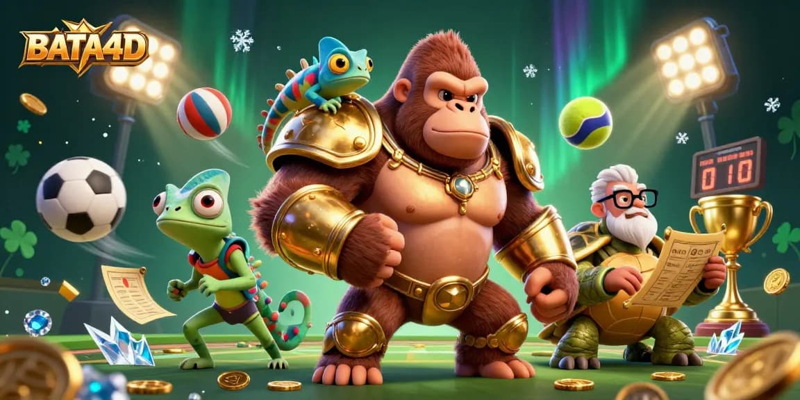 BATA4D memperlihatkan raja gorila 3D bertenaga dalam pertempuran kasino dengan rekan chameleon yang cerdik dan kura-kura bijaksana.