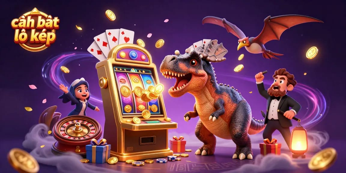 Experience cách bắt lô kép with vibrant casino excitement as dinosaurs react to jackpot wins.