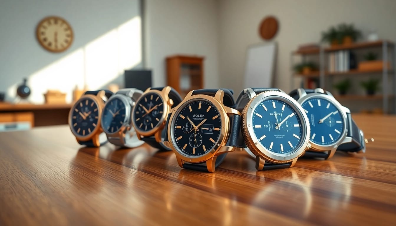 Showcase of luxury replica watches highlighting intricate designs and craftsmanship.