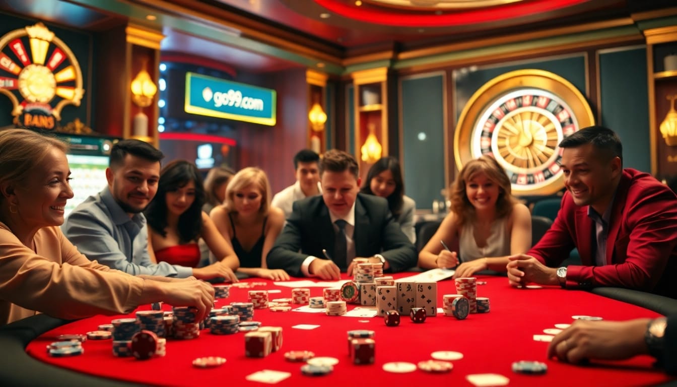 Experience the thrill of winning at go99.com with vibrant casino gaming elements and engaging players.