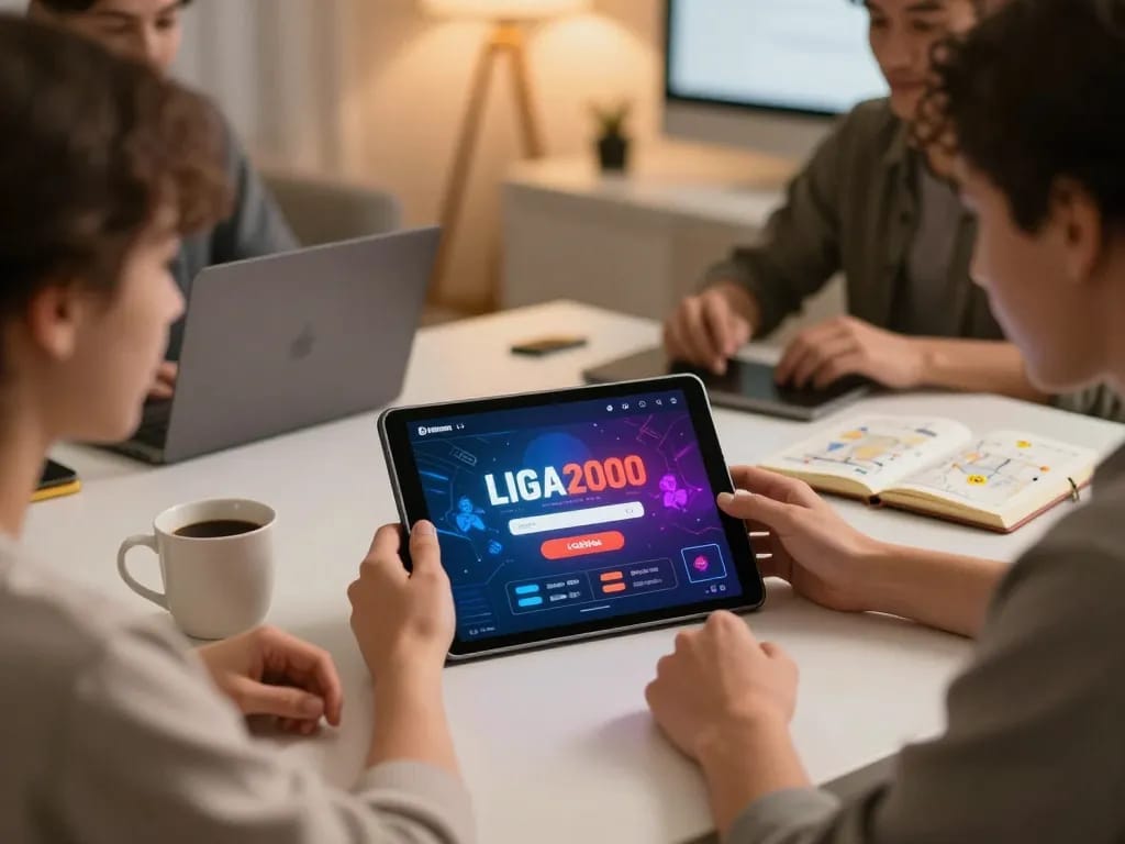 LIGA2000 LOGIN showcased on an engaging tablet during online gaming session with strategic notes.