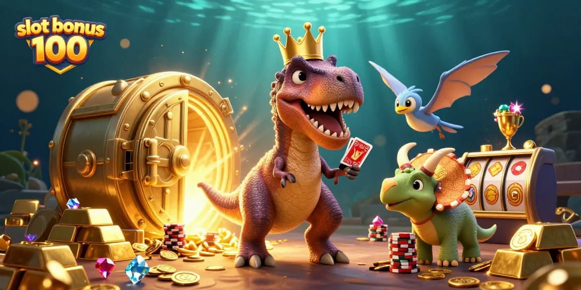 Spin to win big with slot bonus 100, featuring vibrant characters and casino elements!