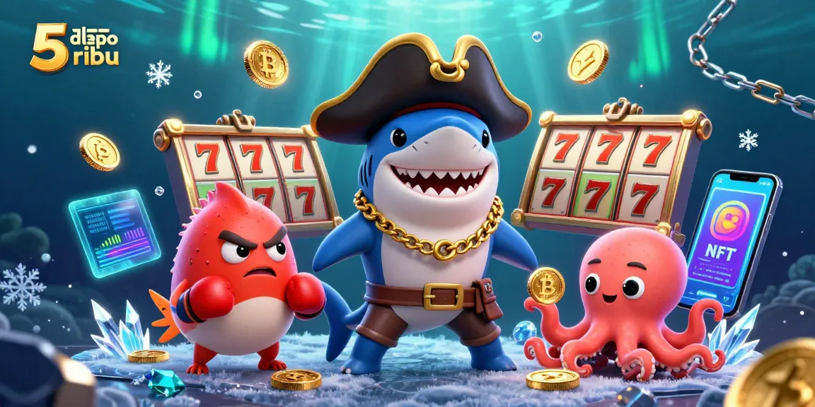 Win big with slot depo 5 ribu as cartoon characters celebrate jackpot success in a vibrant casino scene.