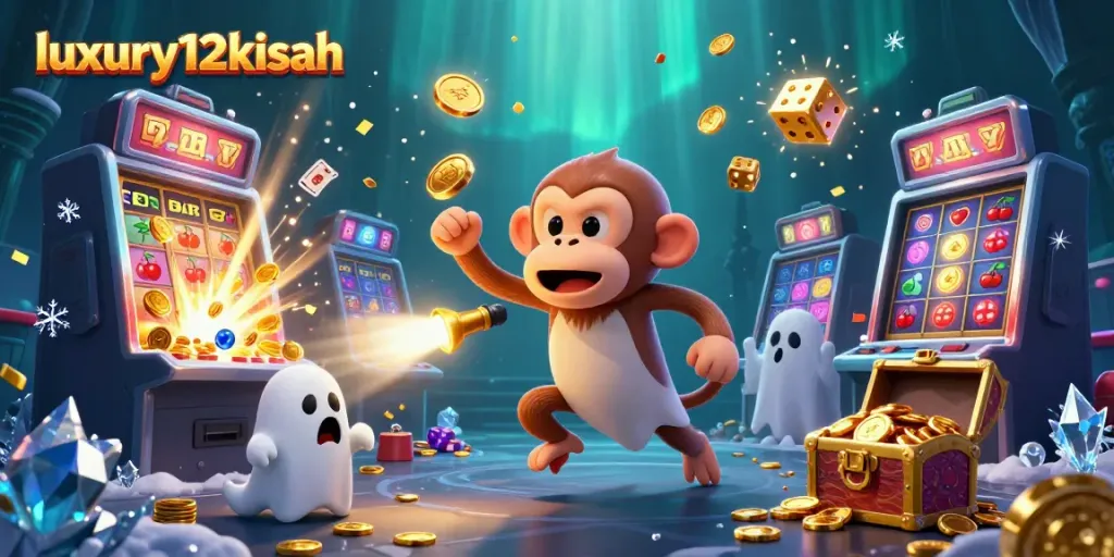 Engage in thrilling gameplay with luxury12kisah amid a vivid casino scene bursting with excitement.