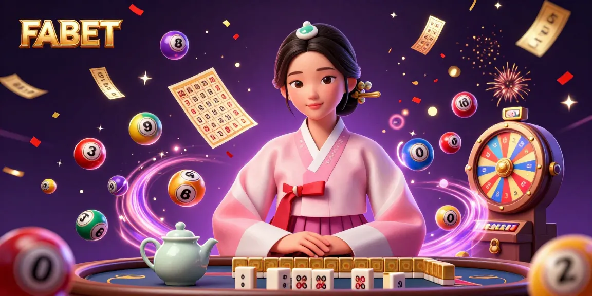 Engage with FABET's vibrant gaming atmosphere, featuring lively lottery elements and an elegant Asian woman.