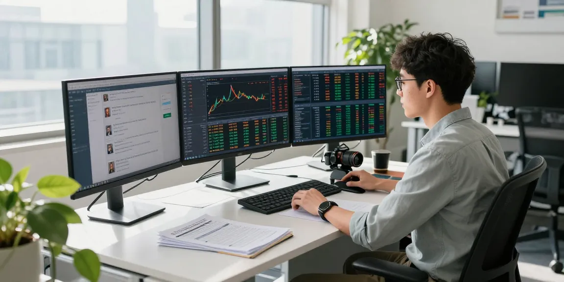 Menampilkan trader profesional yang menganalisis data pasar dengan kakakjudi di ruang kerja modern.