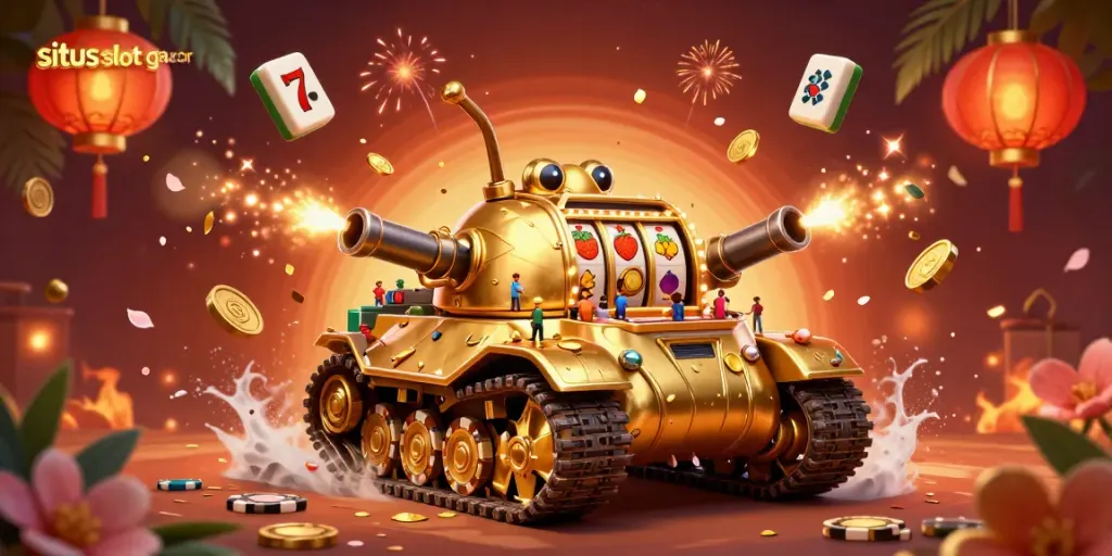Genggam kemenangan di situs slot gacor dengan mesin slot berkilau dan simbol keberuntungan.