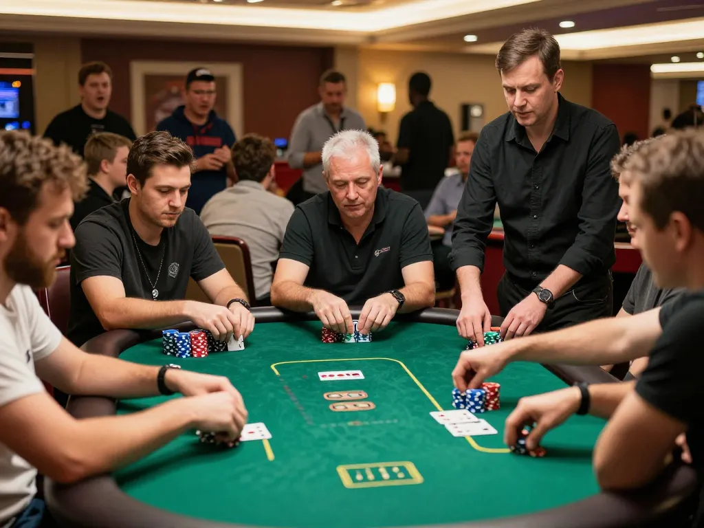 Experience the excitement of poker gameplay with nano banana 3 at a bustling casino.