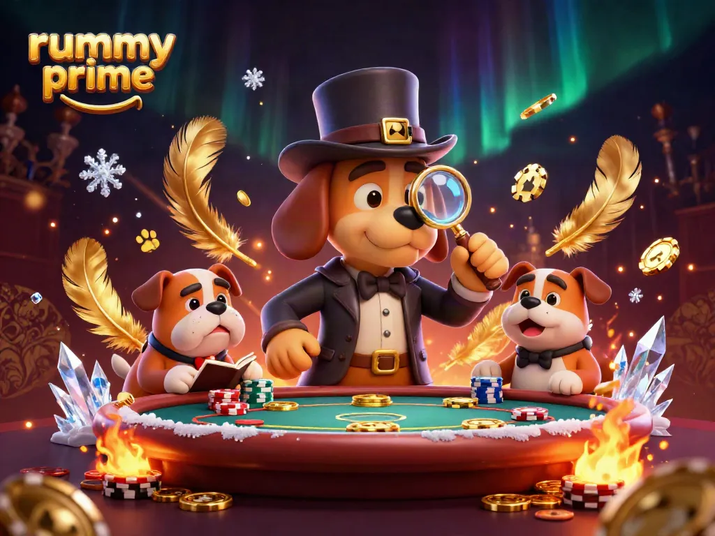 Experience thrilling moments on rummy prime with a detective uncovering poker clues in a vibrant casino.