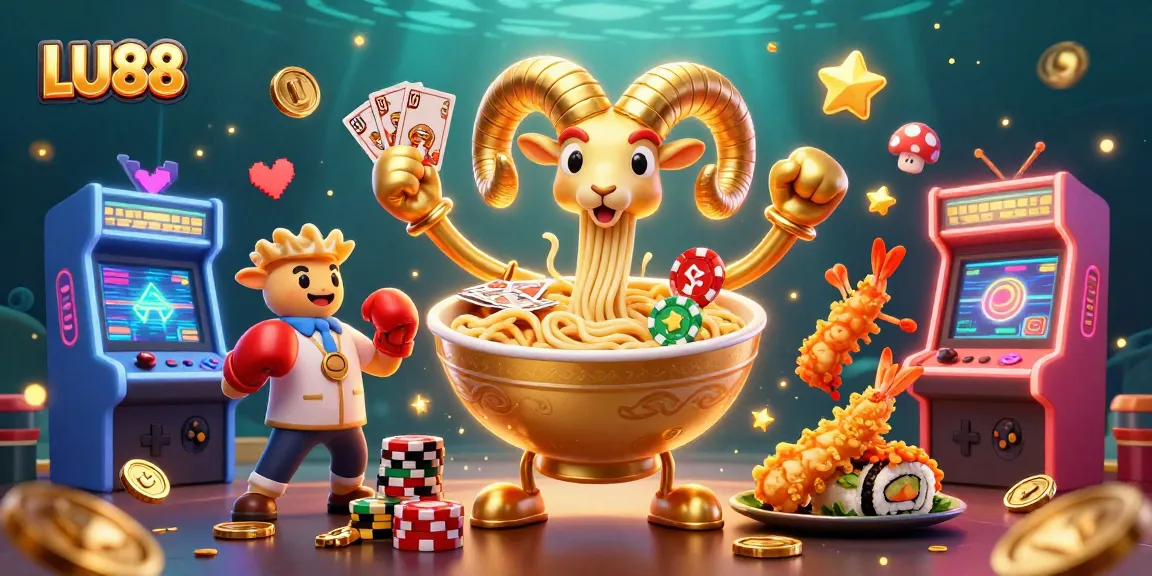 LU88 showcases a vibrant 3D casino scene with animated characters and gaming elements.