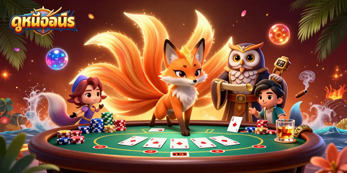 Engage with ดูหนังออนไลน์ content through vibrant casino-themed 3D illustration emphasizing poker elements.