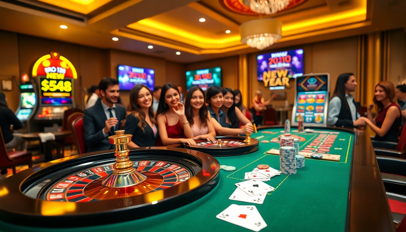 Playing at BRO138's exciting casino tables during New Year's Eve celebrations.