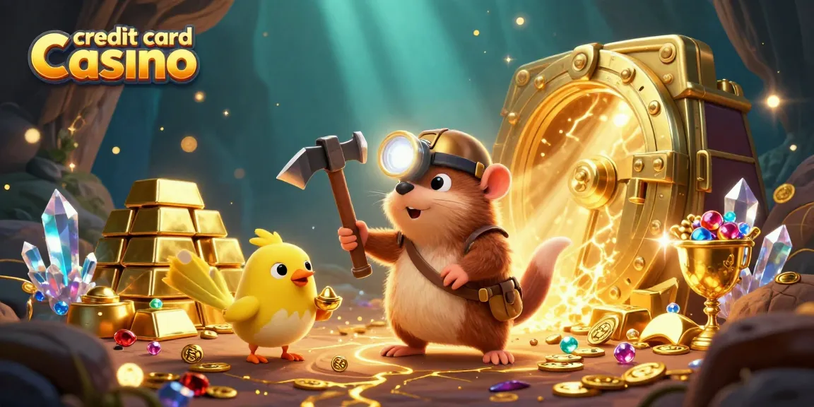 Experience the thrill of a credit card casino adventure with a vibrant treasure hunting theme.