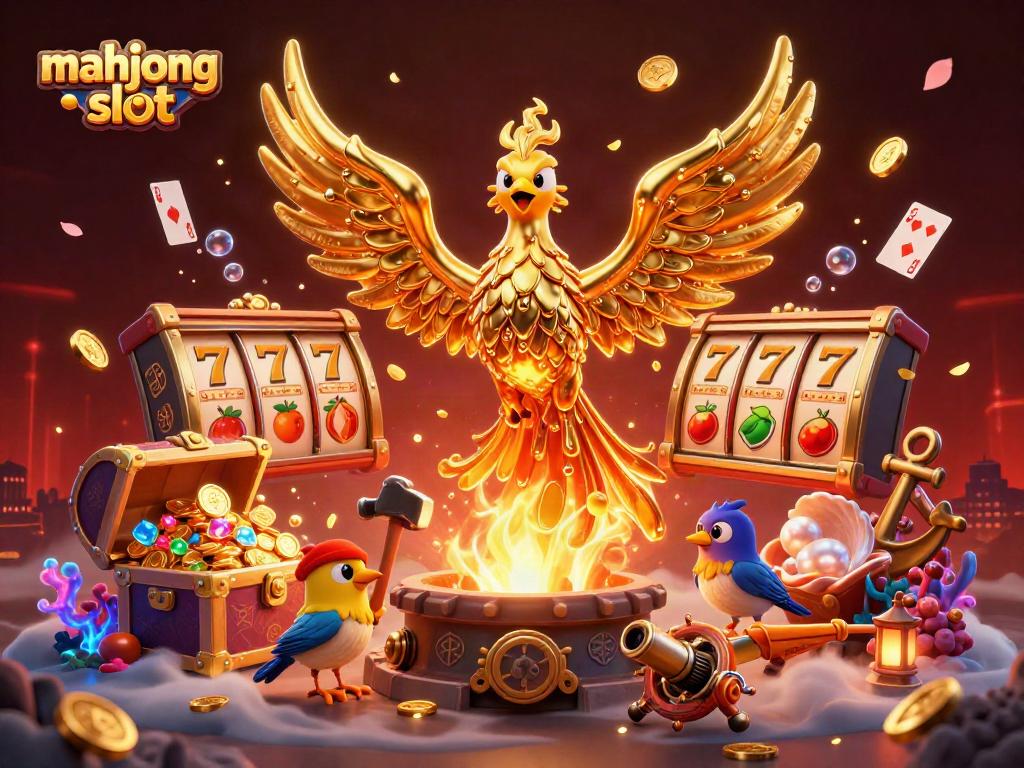 Engage with the mahjong slot experience featuring a golden phoenix and dynamic casino elements.