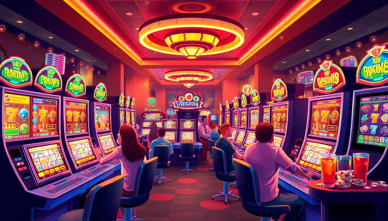 Bermain Slot Game di kasino yang penuh warna dan pilihan mesin yang menarik.