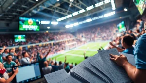 Taruhan SBOBET dengan suasana pertandingan olahraga yang meriah di stadion.